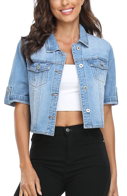 The Velattire Cropped Denim Jacket